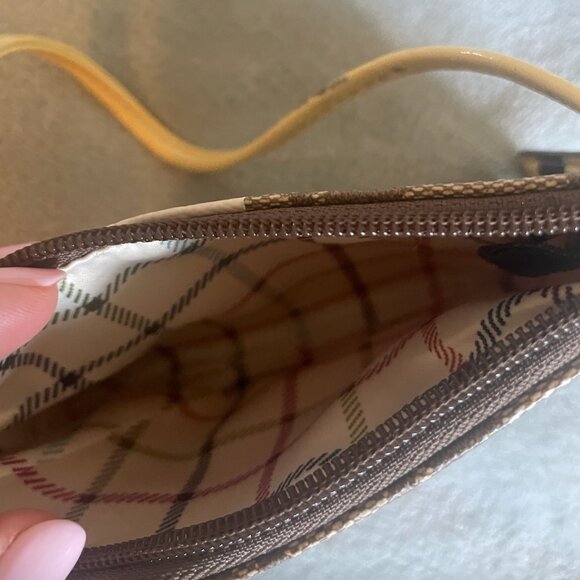Coach Vintage Wristlet Brown Signature C Vertical white Stripe - Picture 3 of 4